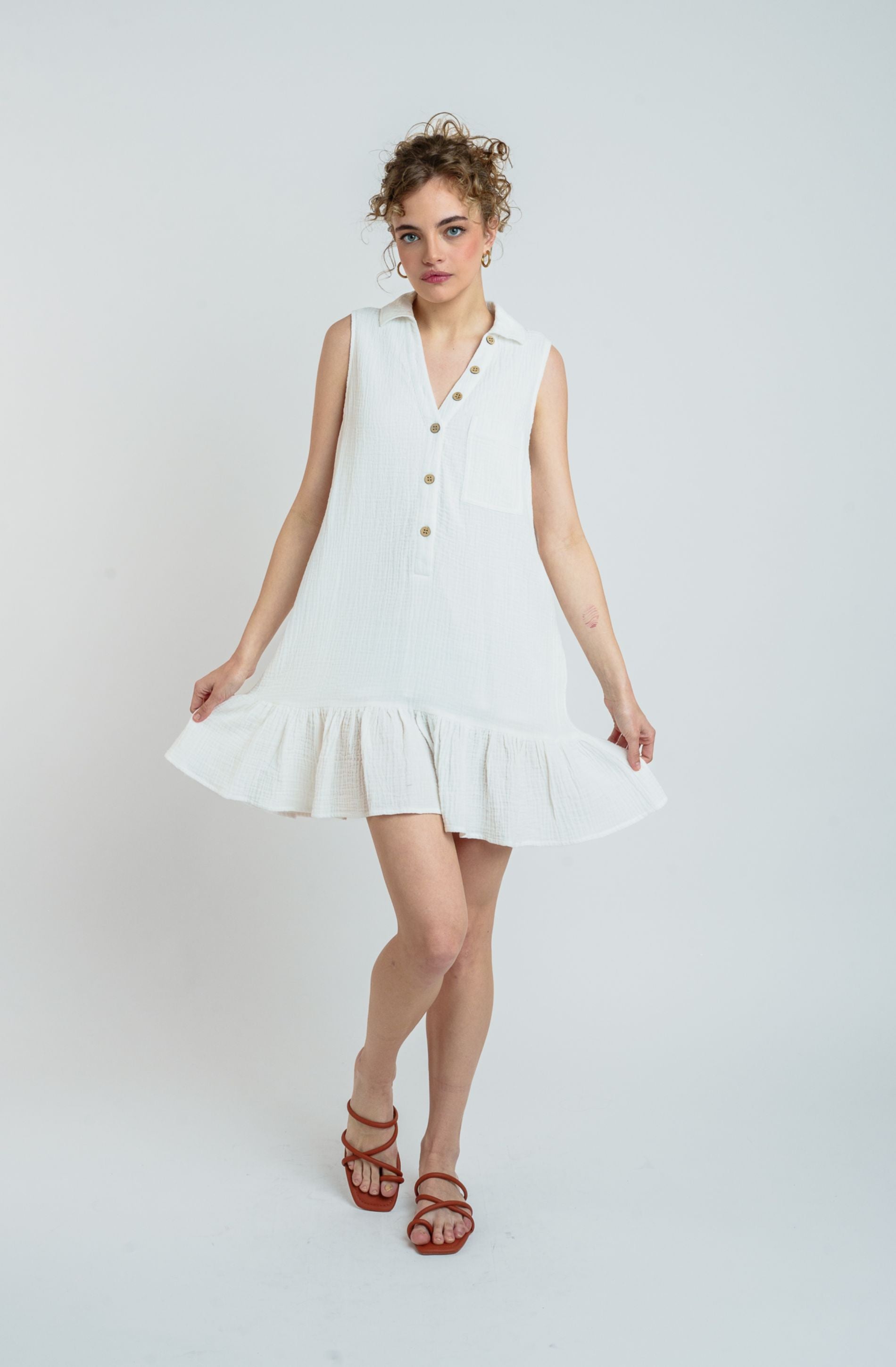 Go With The Flow Button Dress